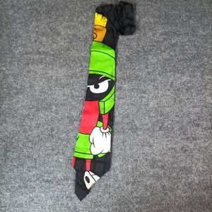 Vintage Looney Tunes Mania Tie Mens Multicolor Silk Marvin Martian Cartoon 90s